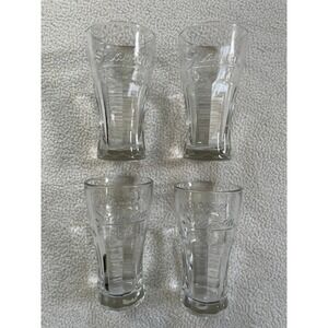 Snap-On Tools 8oz Cola Glasses Clear 4 Piece Set Heavy Glass Embossed Logo